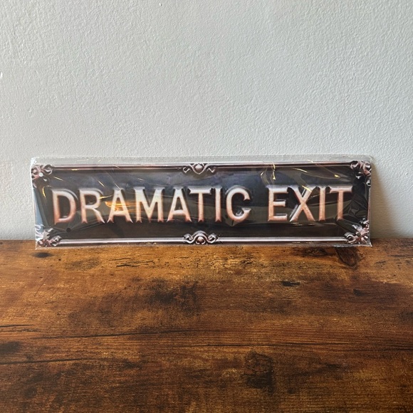 Dramatic Exit Metal Wall Sign 2D Black and Cream NEW in Packaging